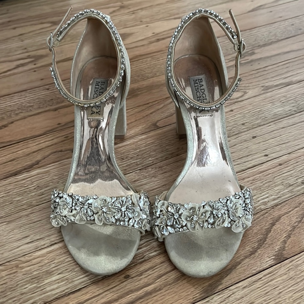 Badgley Mischka gold heels